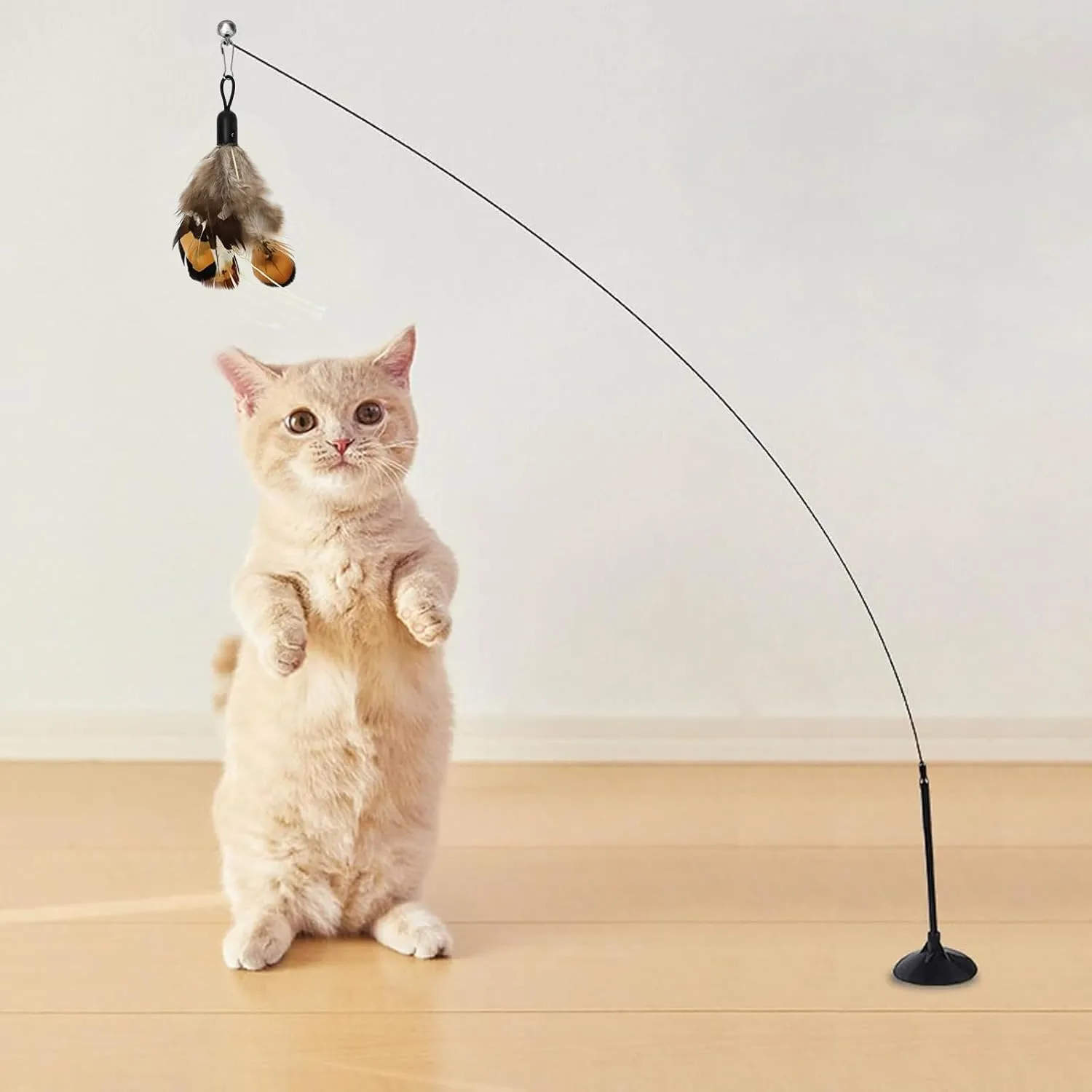 10 Pieces Cat Feather Toys Replacement Insect Cat Toy with Bell Wand Refills Cats Toy Replacement Natural Bird Feathers for Cats Toys