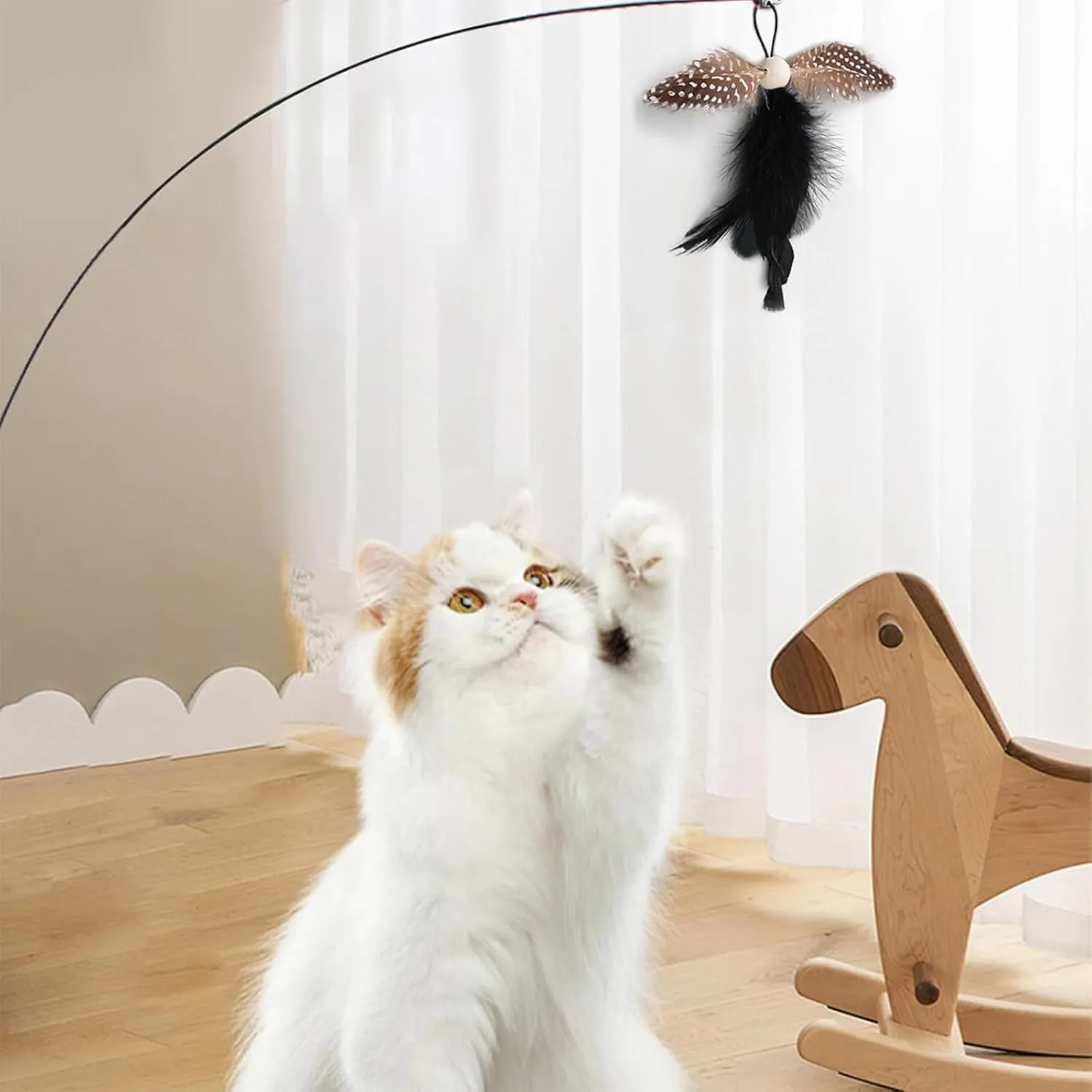 10 Pieces Cat Feather Toys Replacement Insect Cat Toy with Bell Wand Refills Cats Toy Replacement Natural Bird Feathers for Cats Toys