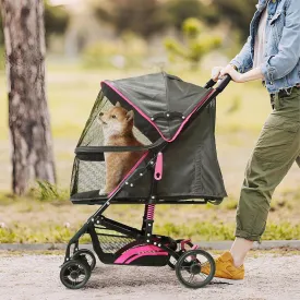 22 Buddy Buggies Foldable Pet Stroller - Shock Absorbing Frame with Storage - Machine Washable Fabric - Durable Mesh & UV Protected Retractable Canopy - Cat & Dog Stroller Up to 30lb