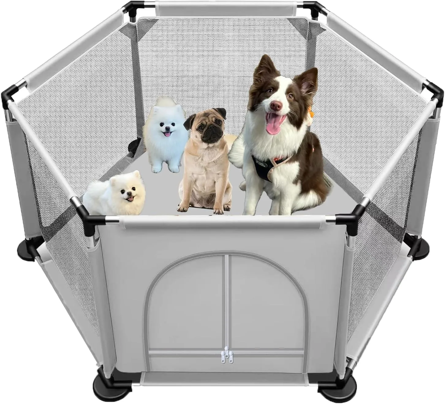 50x25.5 Inches Puppy Playpen with Gate, Dog Playpen for Puppies, Dog Fence Pet Playpen for Indoor & Outdoor, Sturdy Safety Dog Pen with Thickened Fabric