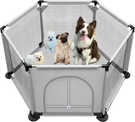 50x25.5 Inches Puppy Playpen with Gate, Dog Playpen for Puppies, Dog Fence Pet Playpen for Indoor & Outdoor, Sturdy Safety Dog Pen with Thickened Fabric