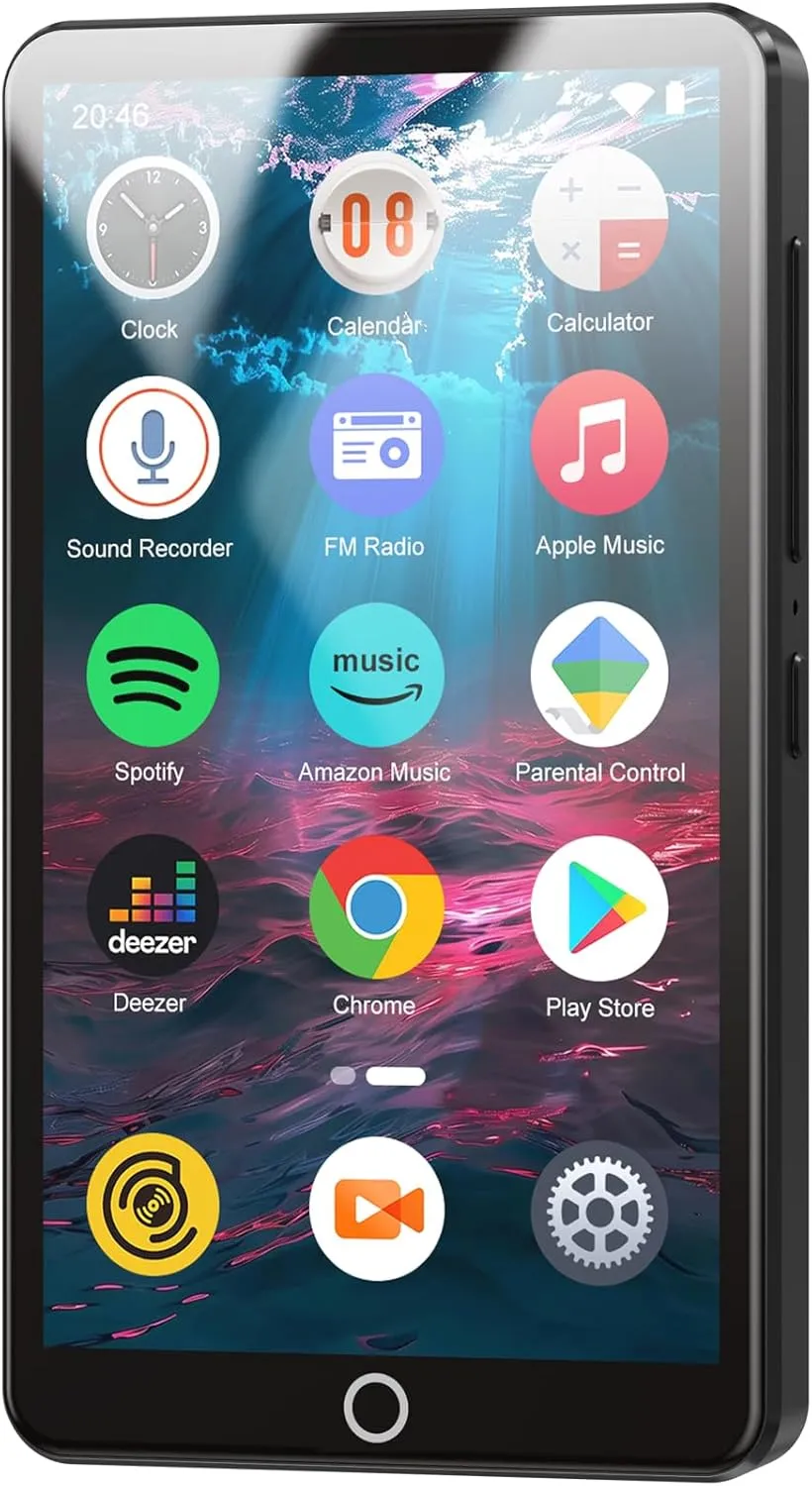 96GB MP3 Player with Bluetooth and WiFi, Portable 4.02" IPS Touchscreen Music Player with Spotify, Audible, Amazon Music, Deezer, Android Mp4 Mp3 Player with Speaker, FM Radio, MP3 Player for Kids