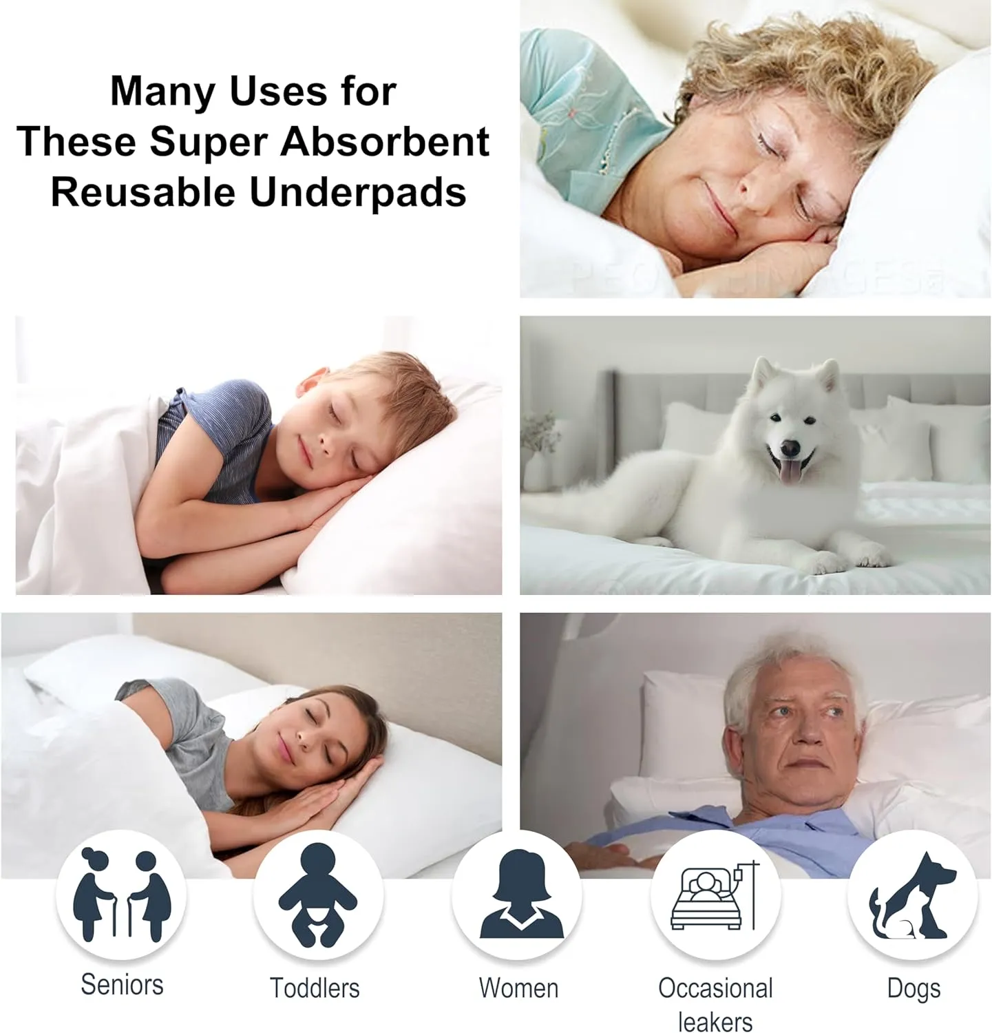 AbsorbEase Washable Underpads 34"x36" - Waterproof, Ultra-Absorbent Incontinence Bed Pads for Adults, Seniors, Kids, Pets, Reusable Pee Pads, Odor Neutralizing, Latex-Free, USA Made (Pack of 4)