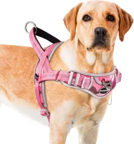 ADVENTUREMORE No Pull Dog Harness for Large Dogs, Adjustable Dog Halter Harness Reflective Dog Vest Escape Proof Dog Harness with Easy Control Front Clip Handle for Training Walking (Pink, M)