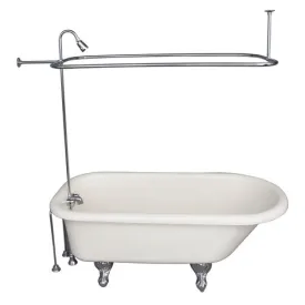 Andover 60″ Acrylic Roll Top Tub Kit in Bisque – Polished Chrome Accessories