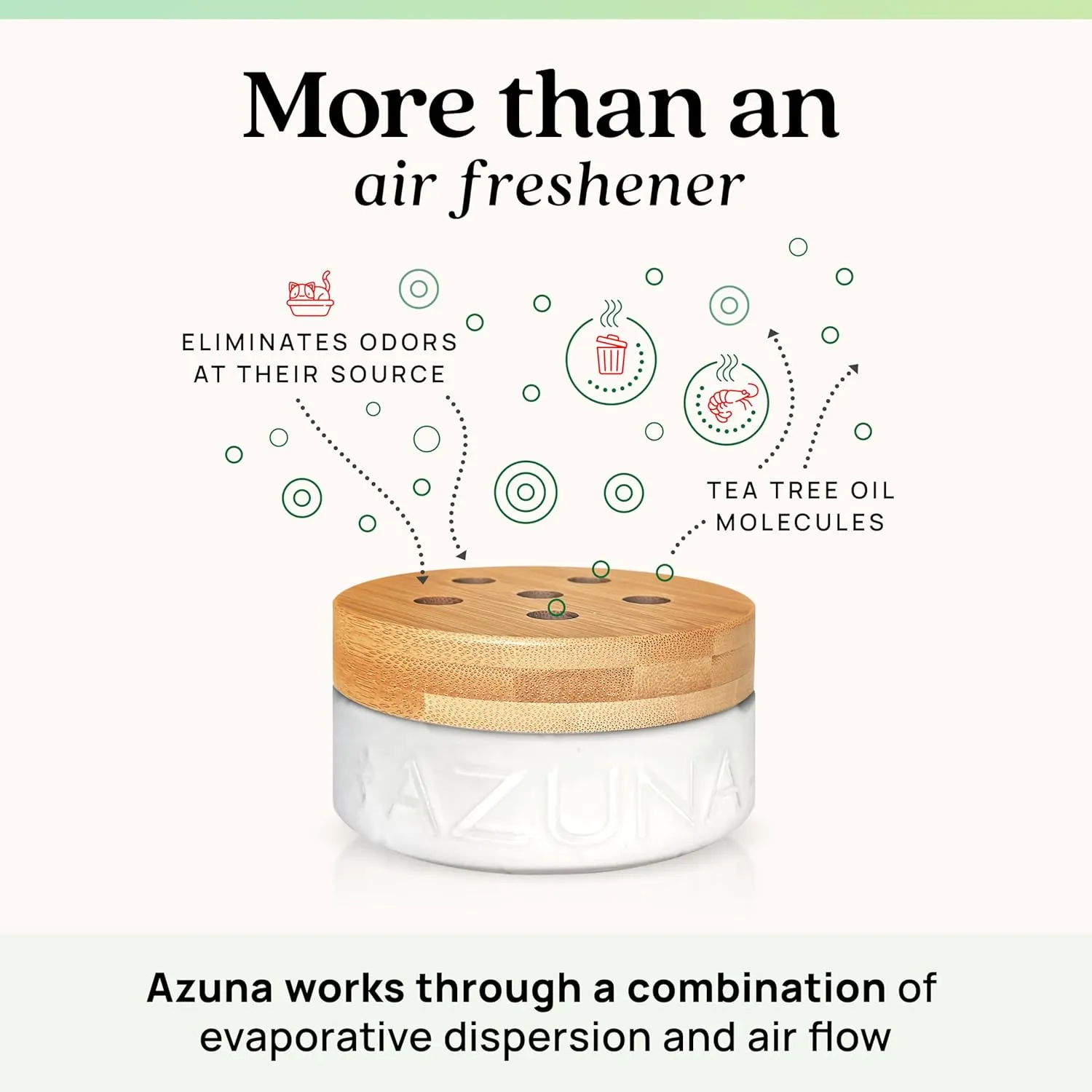 Azuna All-Natural Odor Remover Gel Refill Pouch | Air Purifier with Tea Tree Oil | Plant-Based & Long Lasting | For Pet Odors, Smoke & Strong Odors | Natural Scent, 12 oz