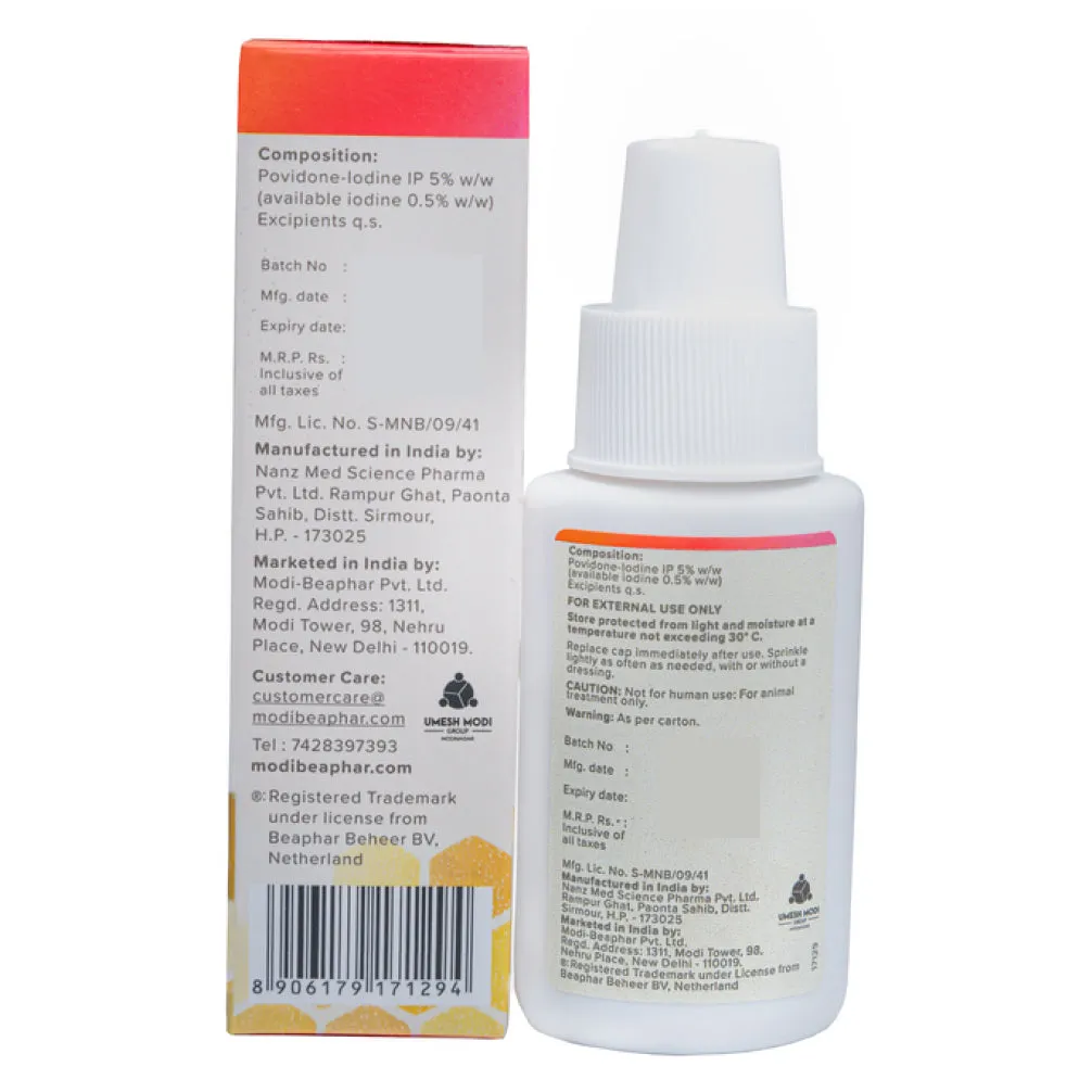 Beaphar Povidone Iodine Wound Healing Powder for Dogs & Cats