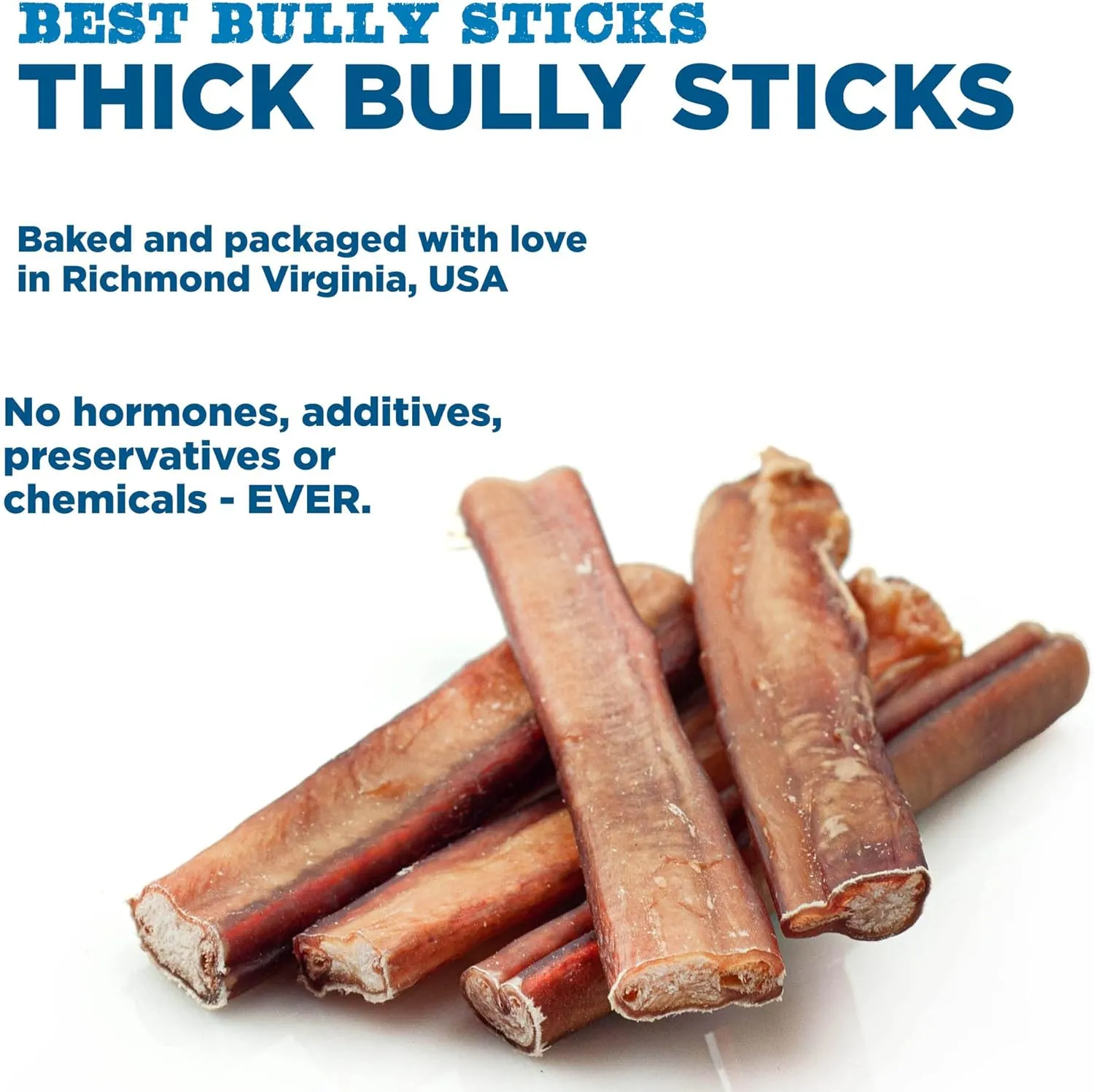 Best Bully Sticks 6 Inch Thick Bully Sticks for Dogs - 5 Count (Pack of 1) - Natural, Grass-Fed Beef, Single Ingredient, Grain and Rawhide Free - Large Breeds