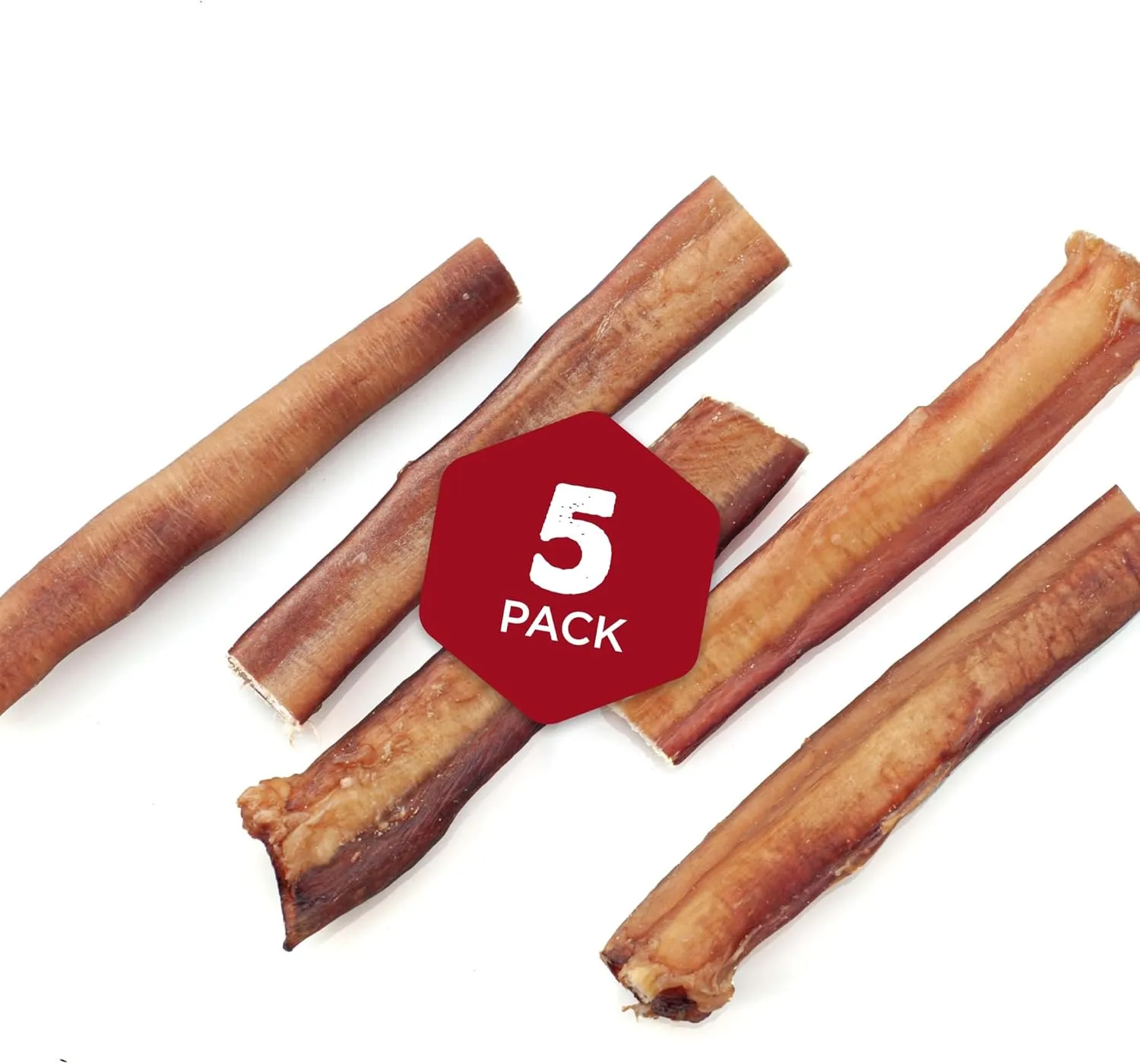 Best Bully Sticks 6 Inch Thick Bully Sticks for Dogs - 5 Count (Pack of 1) - Natural, Grass-Fed Beef, Single Ingredient, Grain and Rawhide Free - Large Breeds