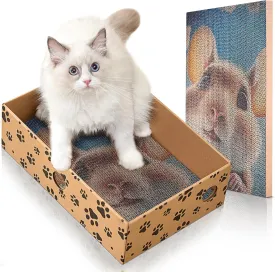 Cardboard Cat Scratcher, Cat Scratching Board, Heavy-Duty Double-Sided Cat Scratch Pad, Cat Toys for Indoor Cats Interactive Hole Design, Suitable for Kittens or Small Adult Cats Under 13 Lbs