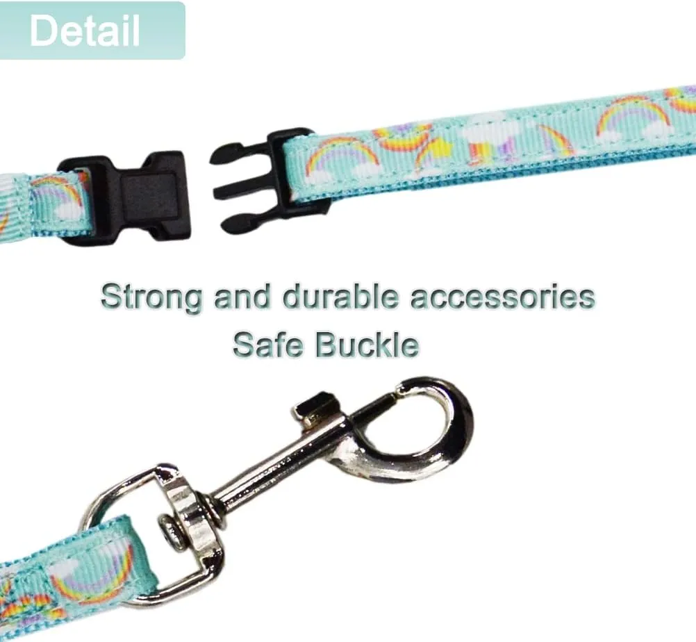Cat Harness and Leash Set Escape Proof Soft Nylon Adjustable Kitten Vest Harness for Walking Small Medium Large Cats Rainbow Pattern Medium