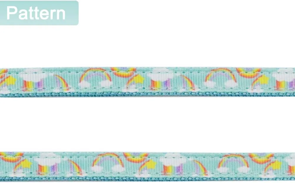 Cat Harness and Leash Set Escape Proof Soft Nylon Adjustable Kitten Vest Harness for Walking Small Medium Large Cats Rainbow Pattern Medium