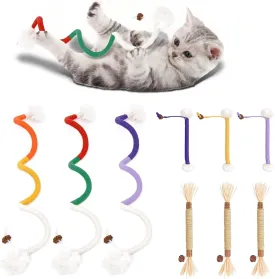 cat Toys 9PCS Sisal Ropes Plus Catnip, Park Silvervine Sticks for Indoor Cats Teeth Cleaning Kitten, Bite Resistant Catnip Toys Interactive Cat Nip Kitty Kicker Toy for All Breeds