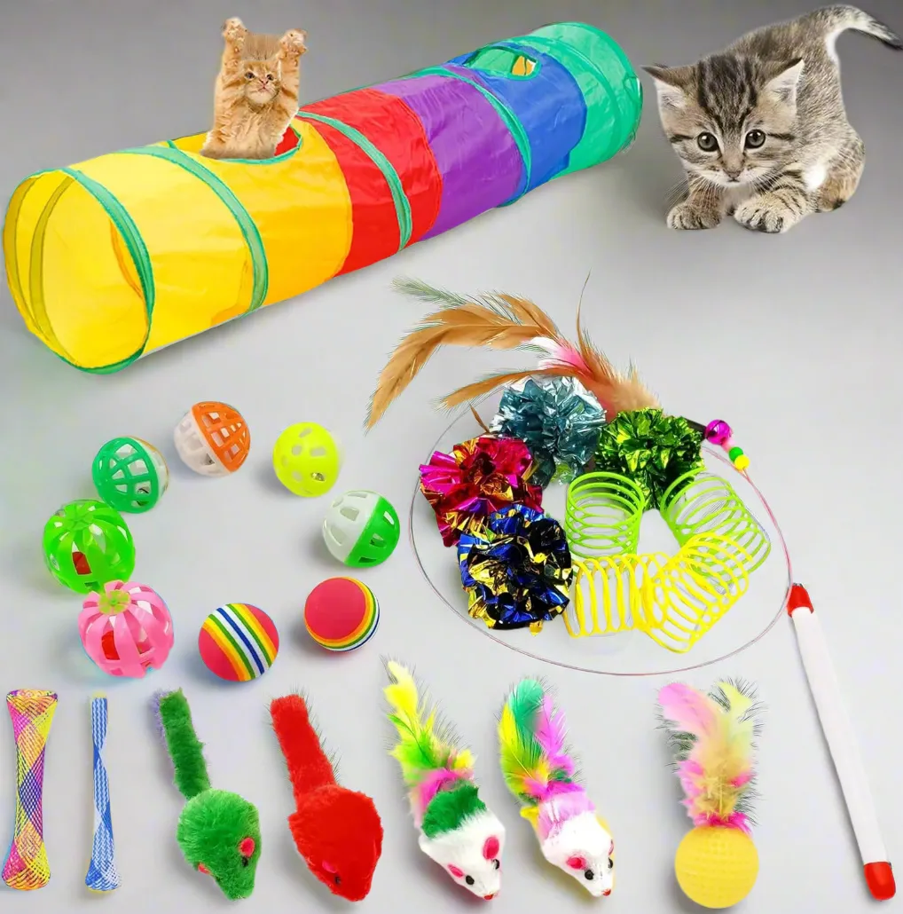 Crinkle Tunnel Ball Wand Teaser Toys
