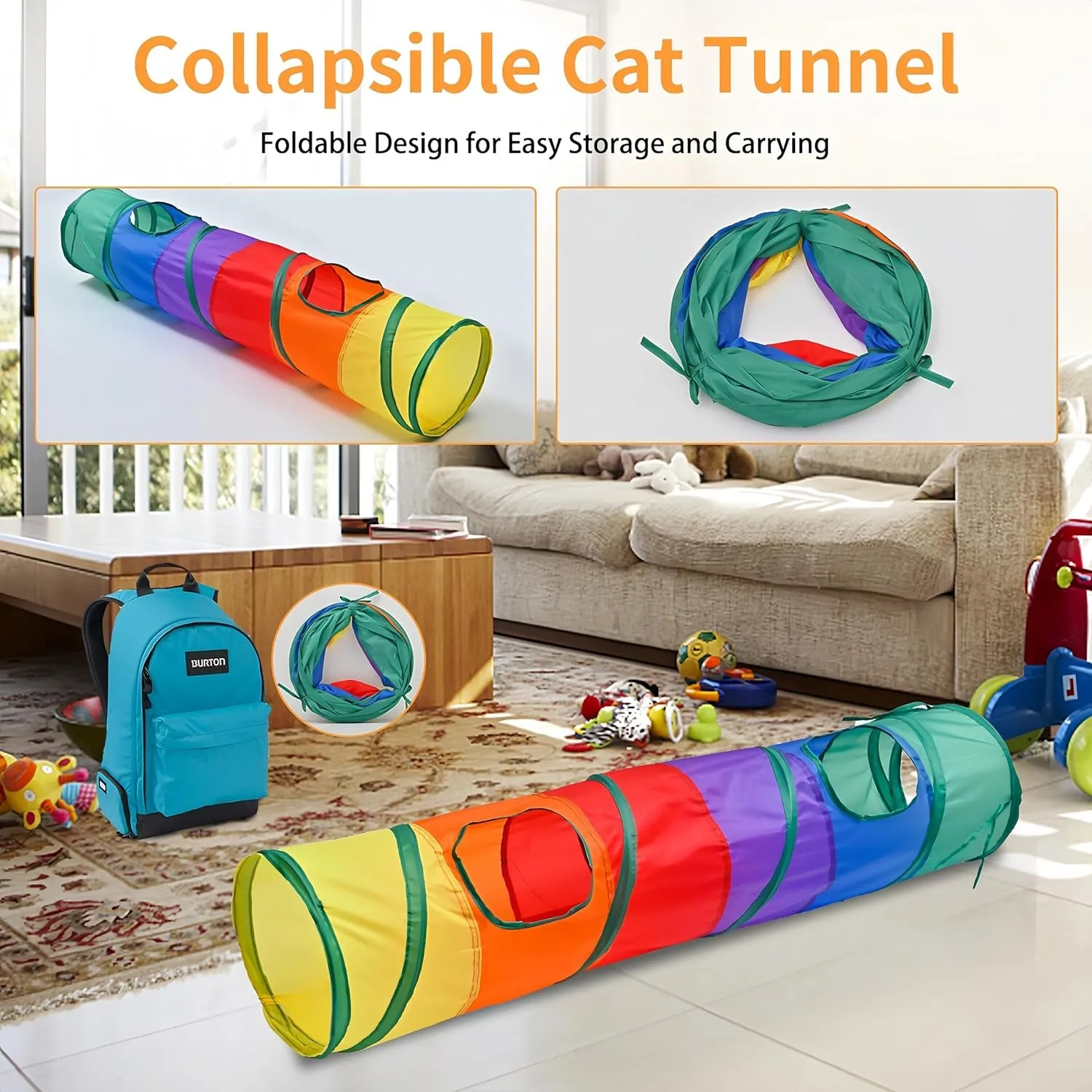 Crinkle Tunnel Ball Wand Teaser Toys
