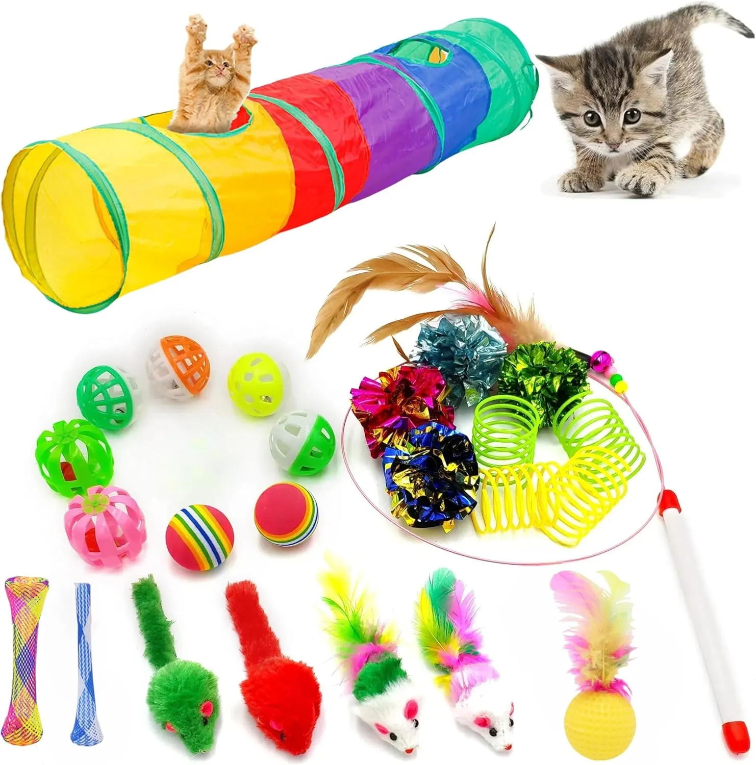 Crinkle Tunnel Ball Wand Teaser Toys
