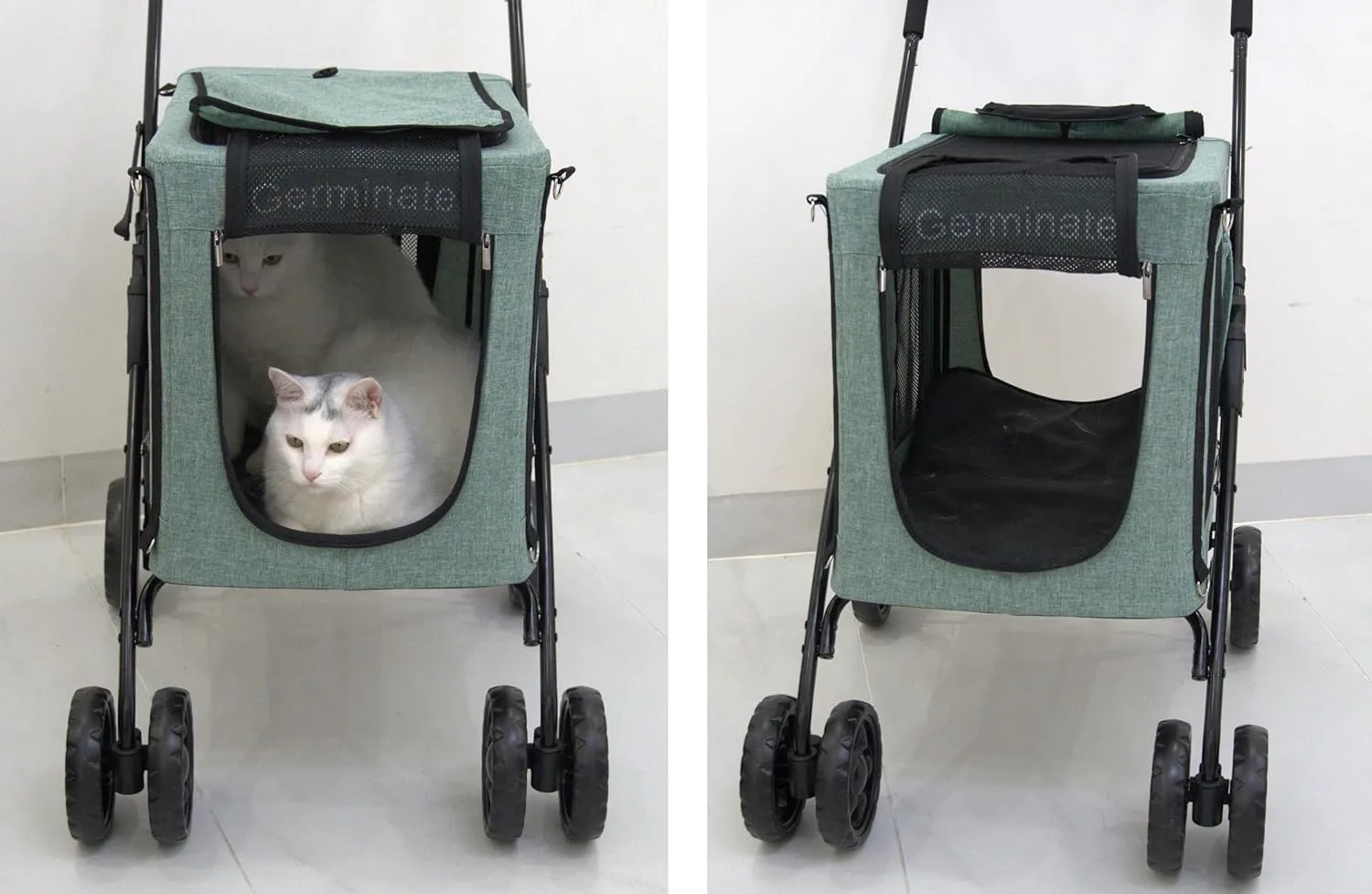 Dog Cat Stroller with Detachable Carrier Basket 3 in 1 Small Medium Upto 10 15 20 30 Lbs 2 Two Double Pet Dogs Cats Doggy Puppy Cart Carriage (Light Grey, Small-Medium)