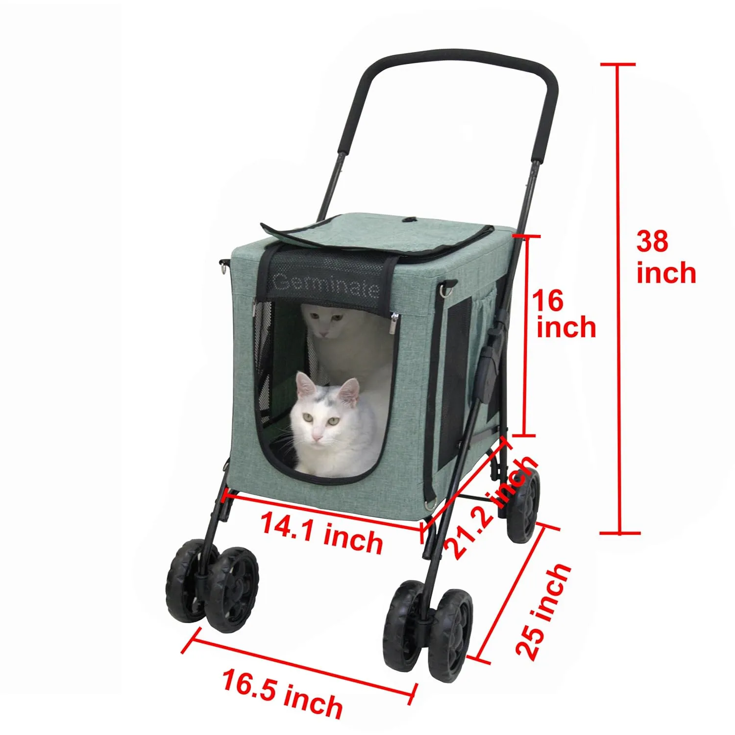 Dog Cat Stroller with Detachable Carrier Basket 3 in 1 Small Medium Upto 10 15 20 30 Lbs 2 Two Double Pet Dogs Cats Doggy Puppy Cart Carriage (Light Grey, Small-Medium)