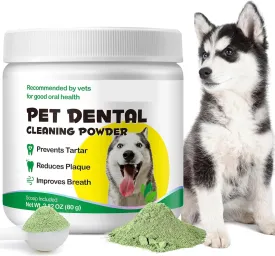 Dog Dental Powder 80G, Plaque Tartar Off Powder for Dog Teeth Cleaning with Probiotics, Pet Dental Care Breath Freshener
