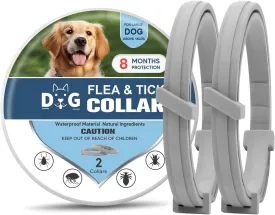 Dog Flea Collar, Tick and Flea Collar for Dogs, Tick Collars for Dogs, Naturally and Safely Dog Collars, 12 Months Protection, One Size Fits All-2P