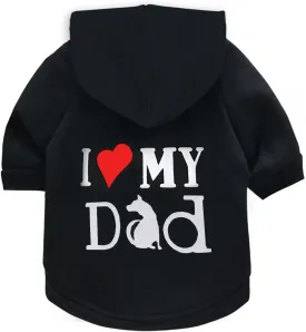 Dog Hoodie Dog Hoodies for Small Dogs Clothes I Love My Dad Fleece Sweater Winter Sweat Shirt Warm Cotton Dog Hoodie for Small Dog Cat Dad Black S