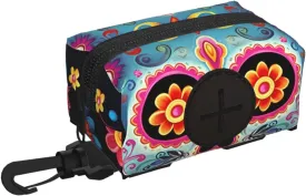 Dog Poop Bag Holder For Leash, Lightweight Dispenser For Pet Waste Bags Sugar Skulls Puppy Potty Carrier Small Doggy Zipper Pouch With Carabiner Clip