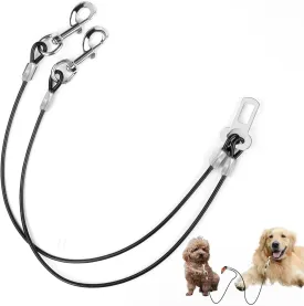 Dog Seat Belt, Double Dog Seatbelt Vehicle Safety Chew Proof Dogs Vehicle Safety Tether Cable,Double Clip No-Chew Pet Car Leash Lead,Car Safety Restraint (16 inch/40 CM)