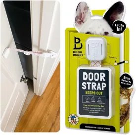 Door Buddy Pet Door Latch for Cats. Adjustable Cat Door Strap. Dog Proof Litter Box & Feeding Station Without Pet Gate. Most Customizable Cat Door Holder for Interior Door. (1, Caramel Strap)