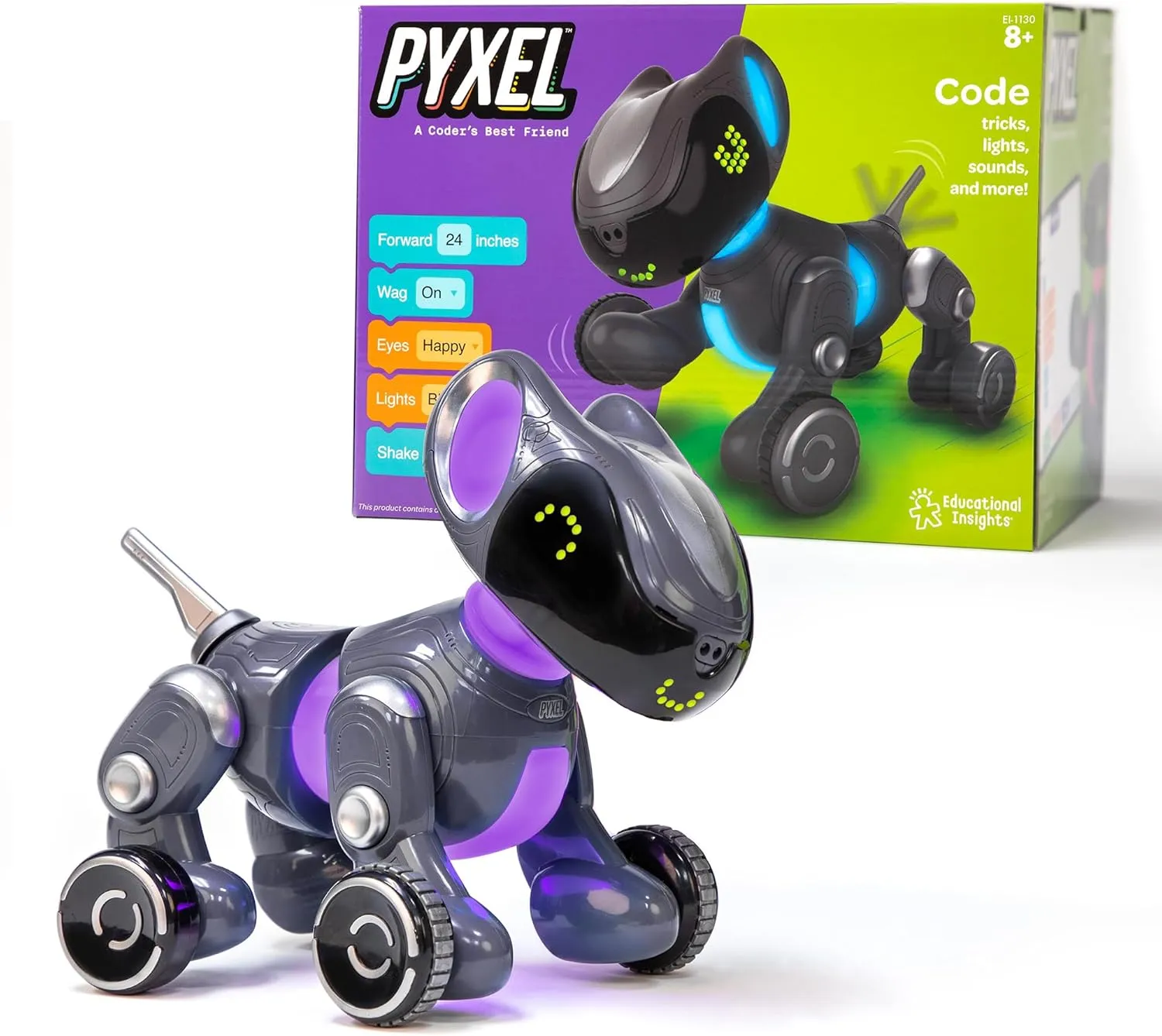 Educational Insights PYXEL A Coders Best Friend - Coding Robots for Kids with Blockly & Python Coding Languages, Easter Basket Stuffers for Kids, Coding for Kids Ages 8 , STEM Toys