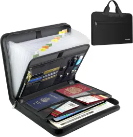 Fireproof Accordion File Organizer with 13 Pockets, Zipper, Labels & Handle  Expanding File Folder for Home, Office & Business Use  Holds Laptops, Tablets, Phones & More