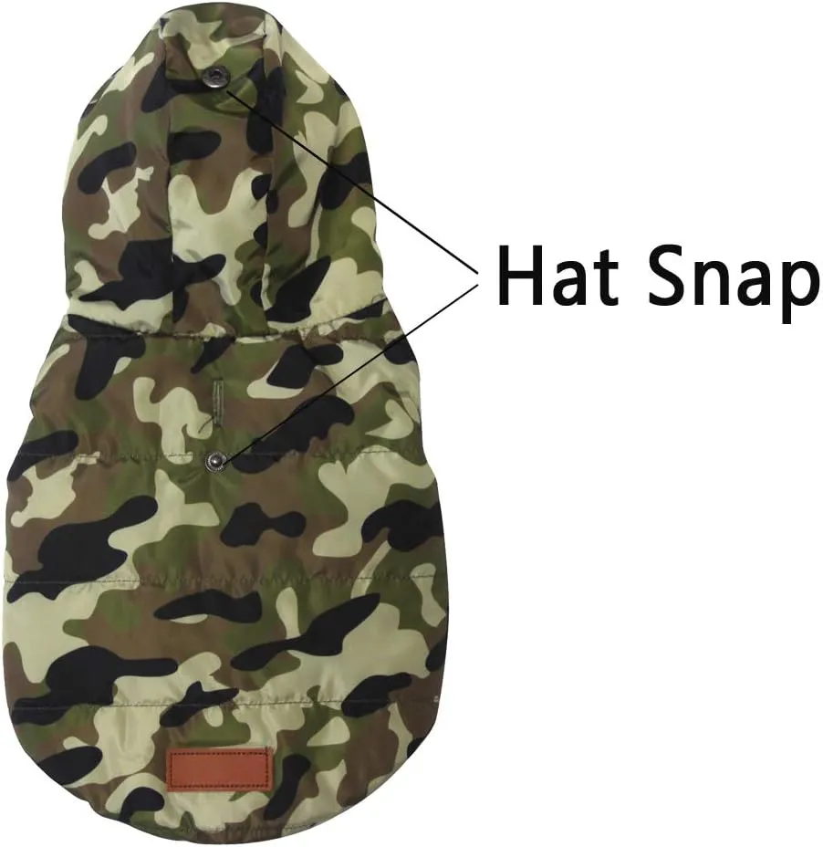 Fleece Lining Extra Warm Dog Hoodie in Winter for Small Dogs Jacket Puppy Coats with Hooded,Green Camo M