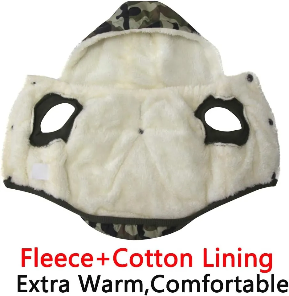 Fleece Lining Extra Warm Dog Hoodie in Winter for Small Dogs Jacket Puppy Coats with Hooded,Green Camo M