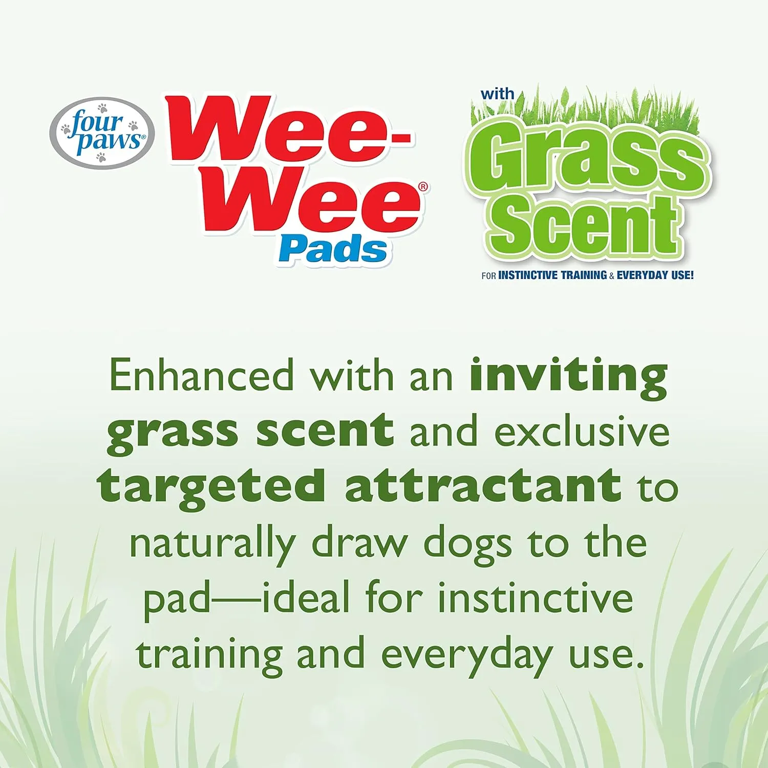 Four Paws Wee-Wee Ultimate Attractant Grass Scented Pee Pads for Dogs & Puppies, Leak-Proof Dog Housebreaking Instinctive Potty Training Floor Protection, 22" x 23", 10 Count