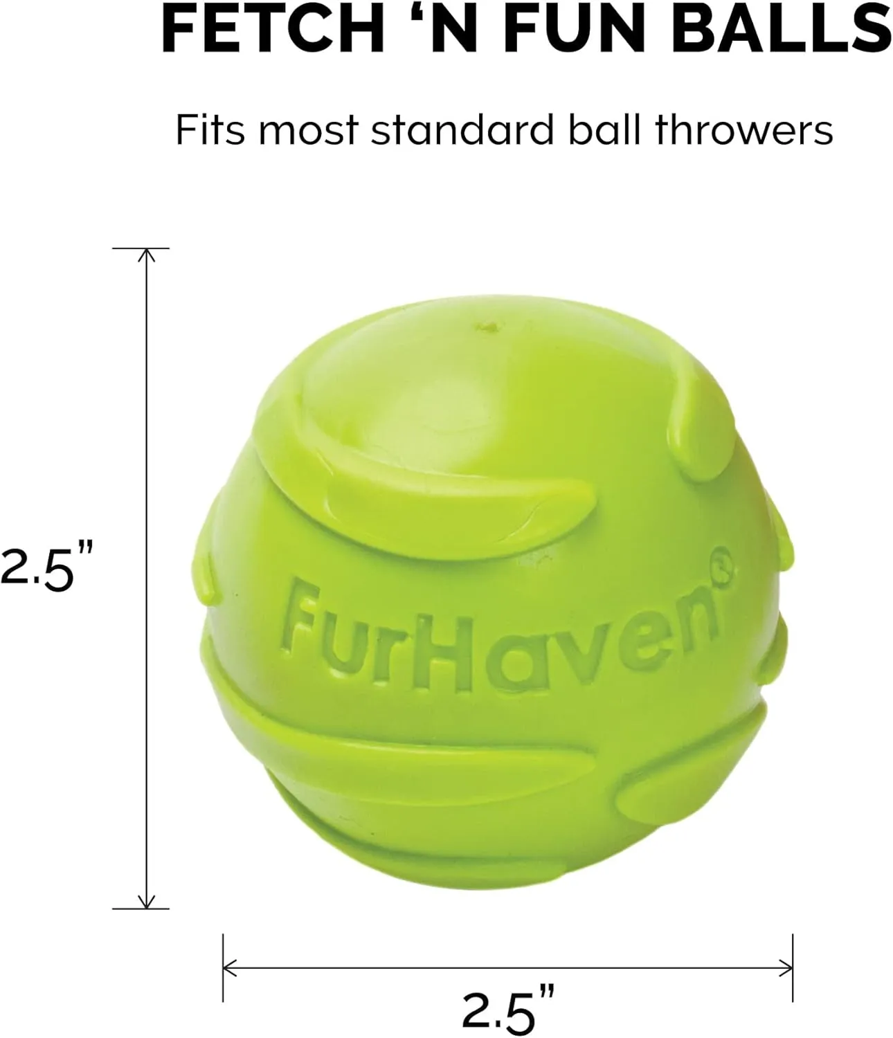 Furhaven 3-Pack 2.5" Squeaky Ball Dog Toys for Small/Medium Dogs, Fits Most Standard Launchers - Fetch 'N Fun TPR Squeaky Ball Toy Set - Play Pack, Set of 3