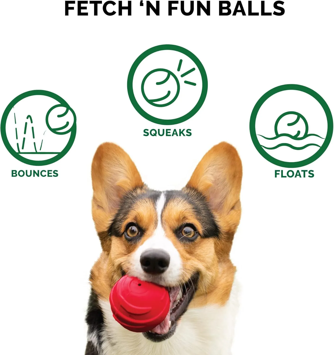 Furhaven 3-Pack 2.5" Squeaky Ball Dog Toys for Small/Medium Dogs, Fits Most Standard Launchers - Fetch 'N Fun TPR Squeaky Ball Toy Set - Play Pack, Set of 3