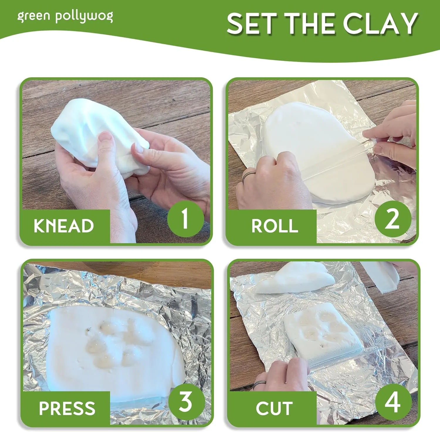 Green Pollywog | Paw Print Pet Keepsake Hinge Photo Frame   Clay Print Kit | Tabletop Photo Frame   Extra-Large Air-Dry Clay Imprint Kit | 4 x 6 Picture Openings