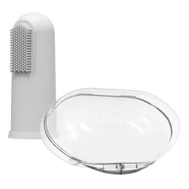 Grey Silicone Finger Toothbrush With Storage Case