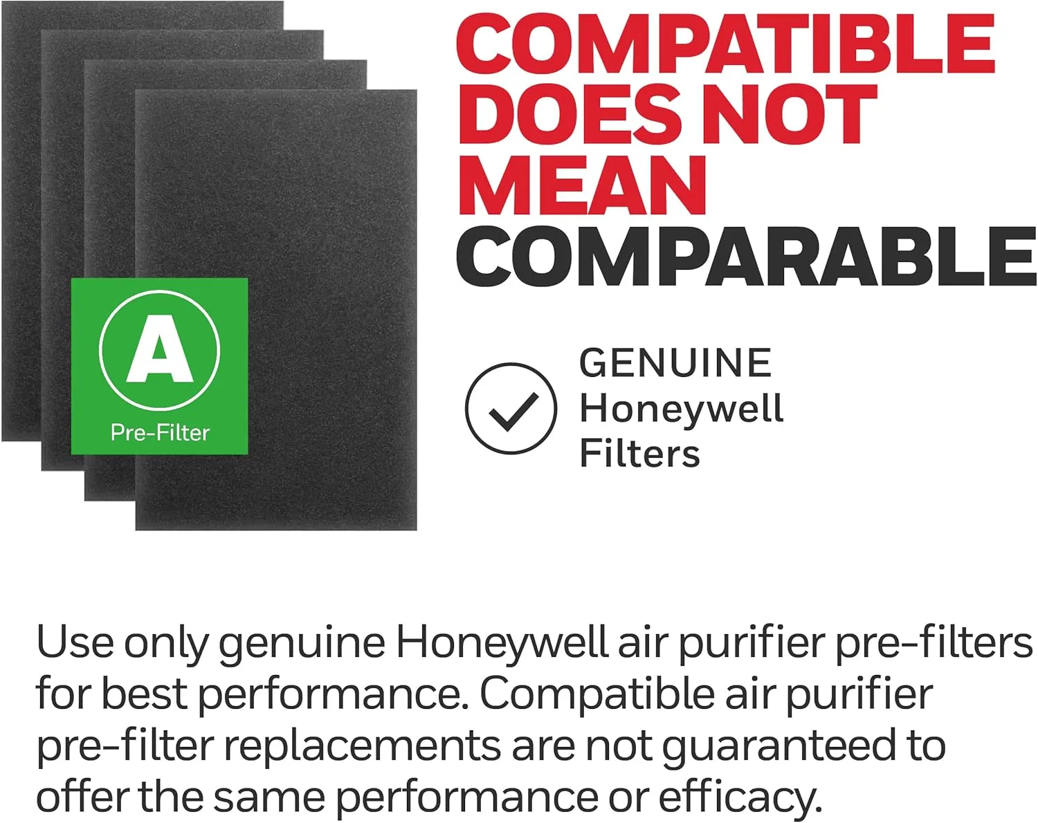 Honeywell HRF-A300 Air Purifier Pre Kit Filter, 4-Pack - Allergen Air Filter Targets Dust, VOC, Pet, Kitchen, and Wildfire/Smoke Odors