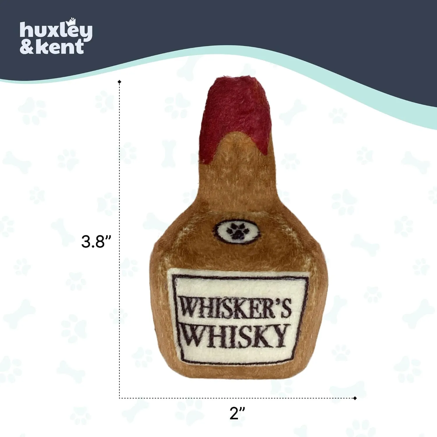 Huxley & Kent Plush Cat Toy - Whisker's Whiskey - Nappy Hour Strong Catnip Filled - Plush Interactive Kitten and Cat Toy with Catnip and Crinkle - Kittybelles