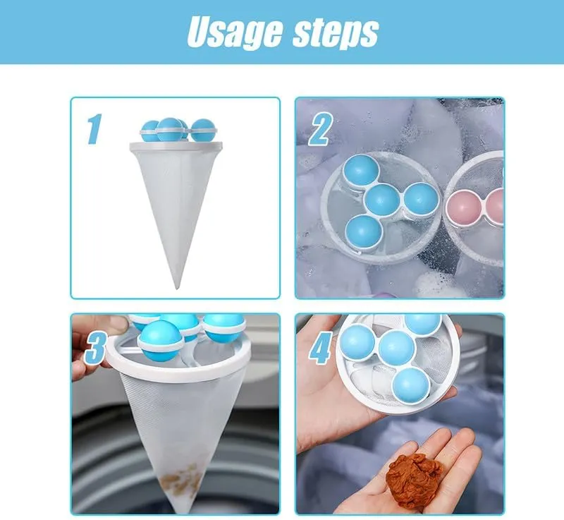 Laundry Hair Catcher, 2024 New Floating Hair Filtering Mesh Removal Pet Hair Remover for Laundry, Reusable Washer Hair Catcher Hair Filter Bag Lint Catcher for Washing Machine Hair Catcher