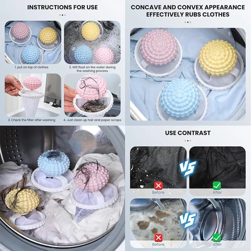 Laundry Hair Catcher, 2024 New Floating Hair Filtering Mesh Removal Pet Hair Remover for Laundry, Reusable Washer Hair Catcher Hair Filter Bag Lint Catcher for Washing Machine Hair Catcher