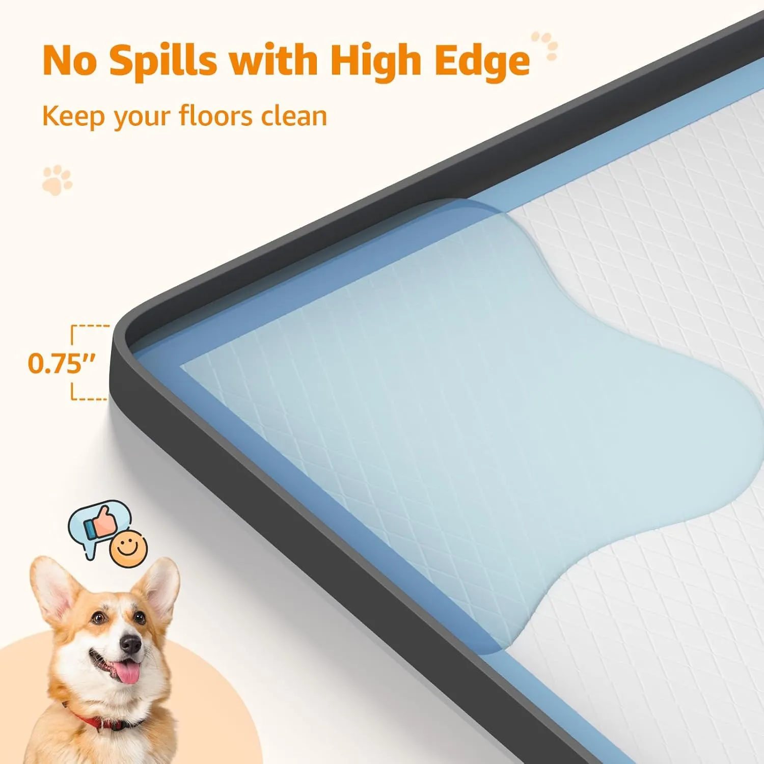 LOOBANI Dog Pee Pad Holder - 2 Pack Silicone Puppy Pad Holder - High Edge Dog Potty Tray with 4 Holder Clamps for Puppy Potty Training, Fits Up to 24" x 24" Training Pads, Black