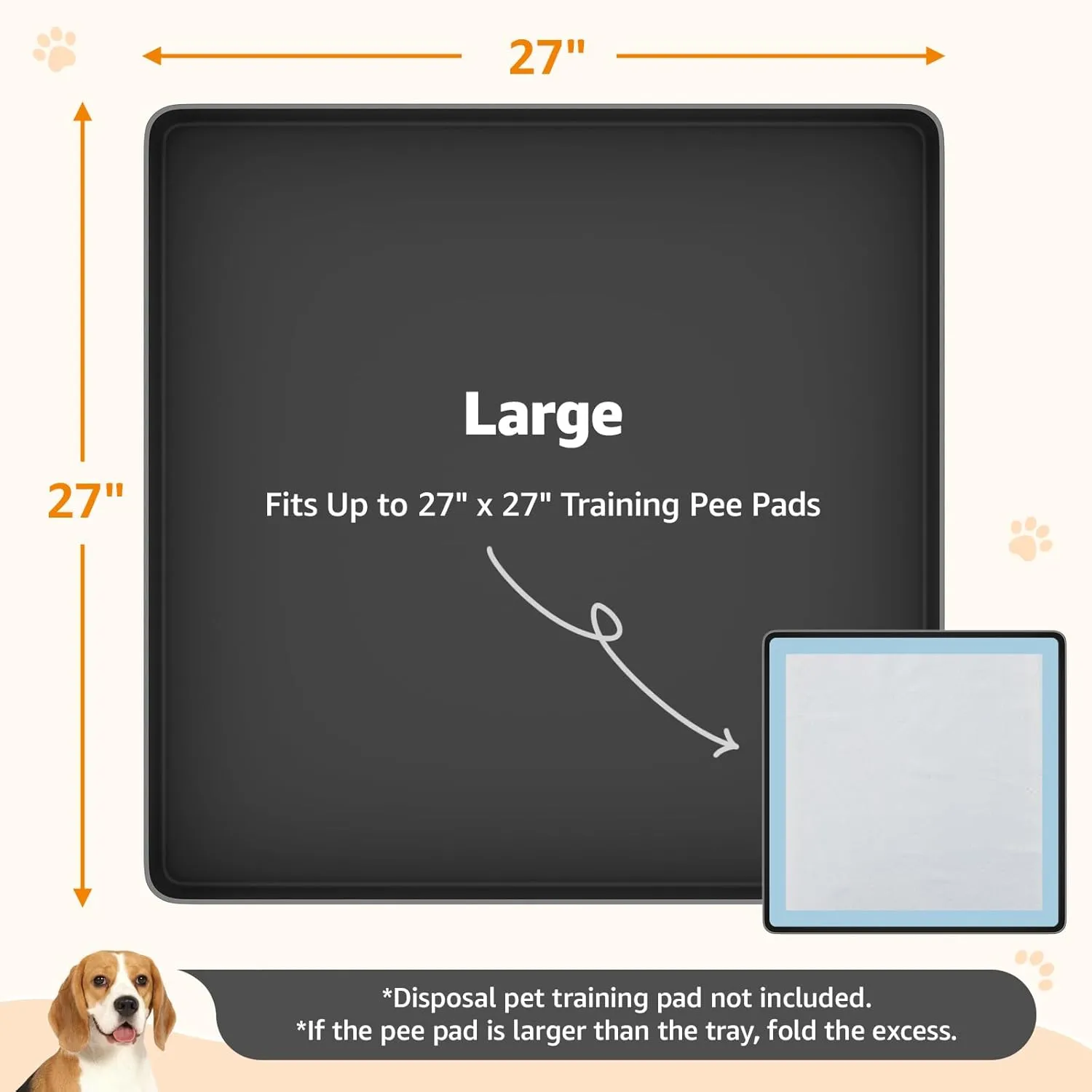 LOOBANI Dog Pee Pad Holder - 2 Pack Silicone Puppy Pad Holder - High Edge Dog Potty Tray with 4 Holder Clamps for Puppy Potty Training, Fits Up to 24" x 24" Training Pads, Black