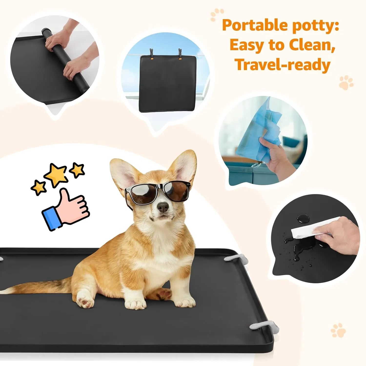 LOOBANI Dog Pee Pad Holder - 2 Pack Silicone Puppy Pad Holder - High Edge Dog Potty Tray with 4 Holder Clamps for Puppy Potty Training, Fits Up to 24" x 24" Training Pads, Black