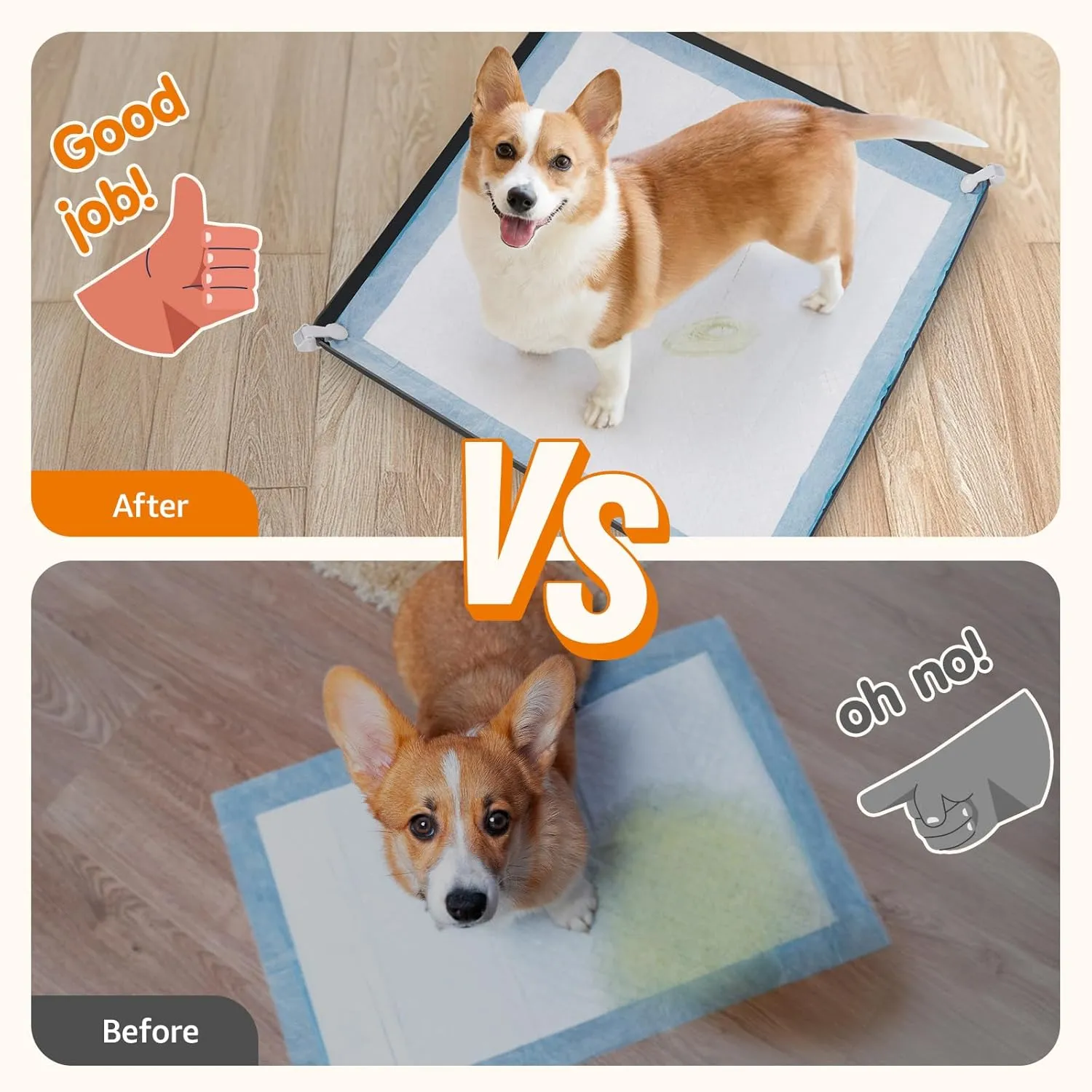 LOOBANI Dog Pee Pad Holder - 2 Pack Silicone Puppy Pad Holder - High Edge Dog Potty Tray with 4 Holder Clamps for Puppy Potty Training, Fits Up to 24" x 24" Training Pads, Black