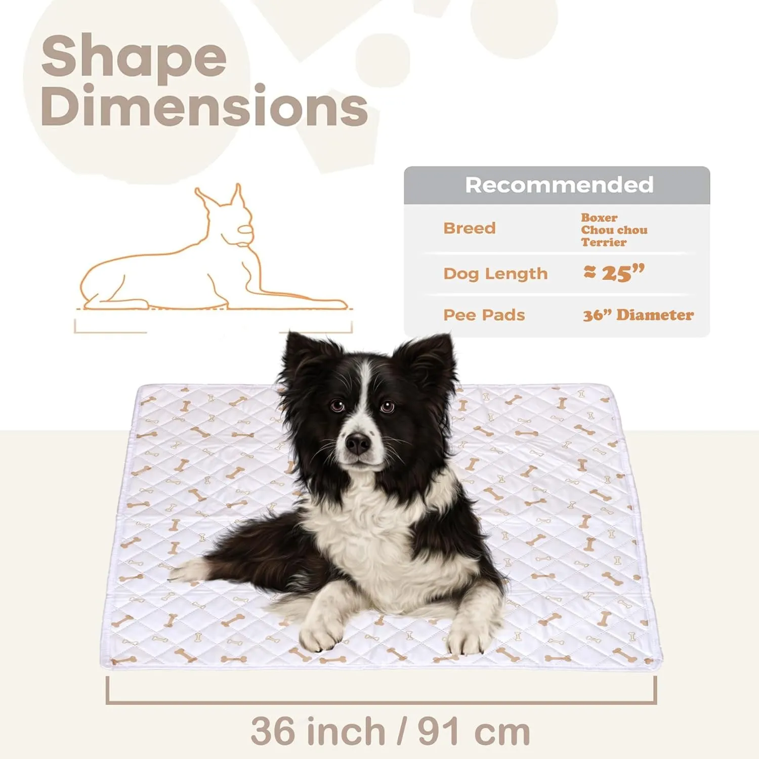 Meow&Woof Reusable Puppy Pads - Washable Pee Pads for Dogs 100% Waterproof Square Playpen Mat, Super Absorbent and Durable Reusable Pee Pads for Dogs 36 Inch 1 Pack