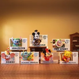 MINISO Disney Retro Stamp Collection Surprise Box Figure Model Random Design Blind Box Toy Collectible Toy for Home Decor Birthday Gifts (Random One Figure)
