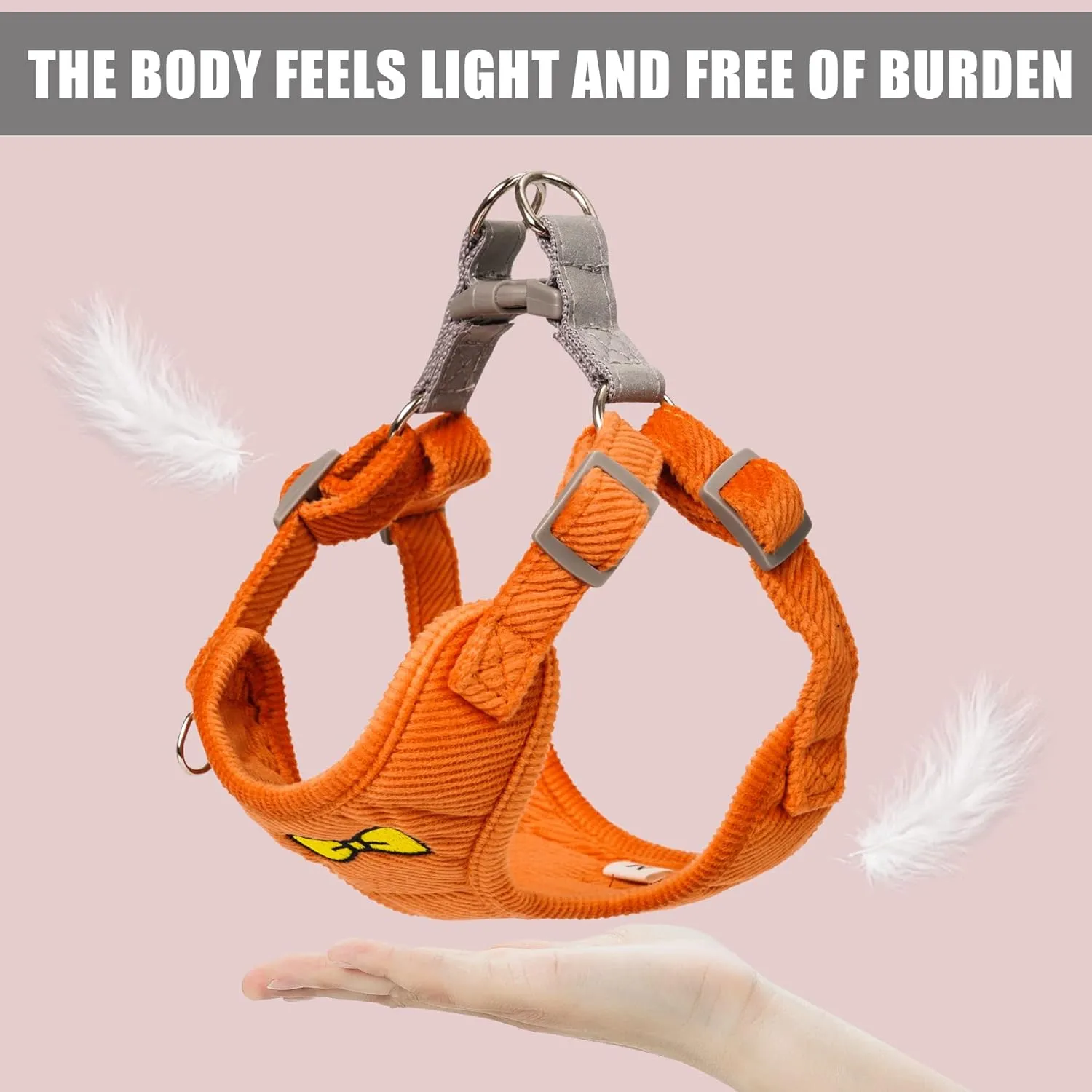 No Pull Dog Harness with Leash Pet Soft Vest Harness and Leash Set Dog Cat No Choke Escape Proof Harness Reflective Step in Harness for Small Medium Dogs Cats (Orange, Medium)