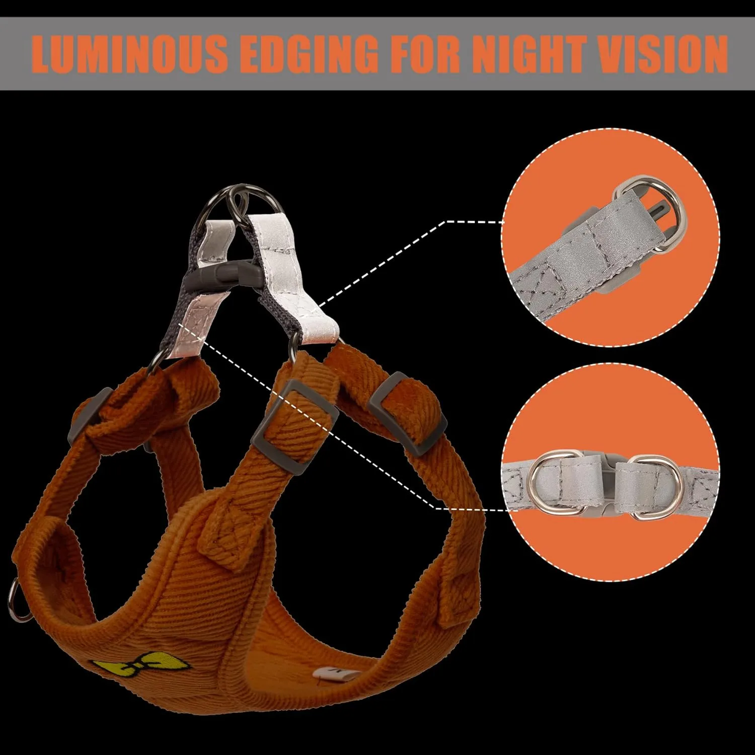 No Pull Dog Harness with Leash Pet Soft Vest Harness and Leash Set Dog Cat No Choke Escape Proof Harness Reflective Step in Harness for Small Medium Dogs Cats (Orange, Medium)