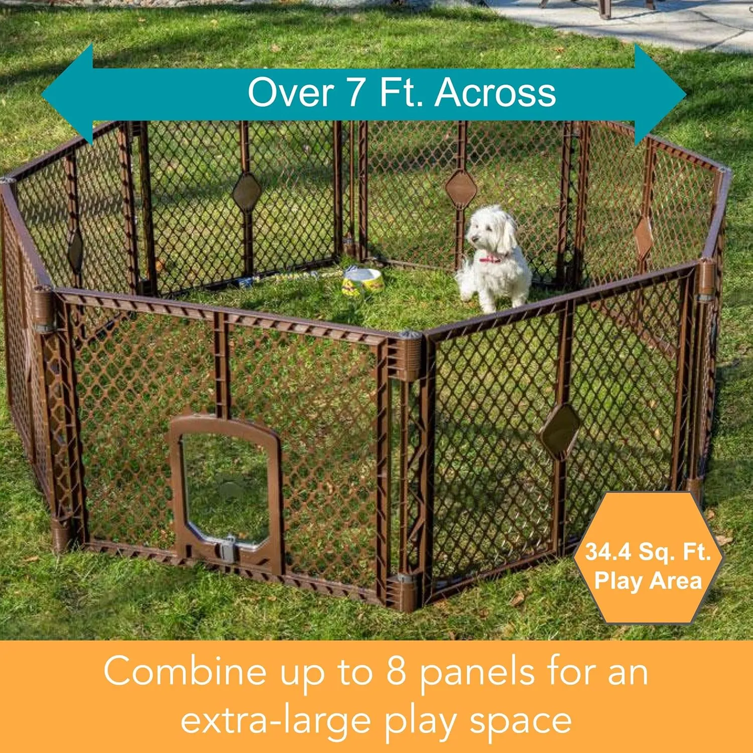 North States MyPet 2-Panel Extension for Petyard Passage: Made in USA. Freestanding. Increases play area up to 34 sq. ft. (26" tall, Brown)